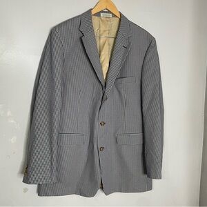 Vintage Orvis Blue Gingham Check Summer Blazer Sport‎ Coat Jacket 46L